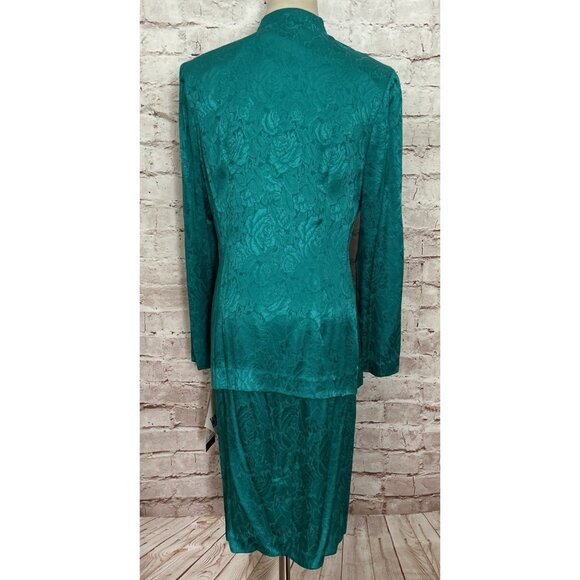 Vintage Peri Petites Jade Green 2 Pc Suit Dress - Jacket + Skirt Elegant Size 8P - Picture 5 of 5